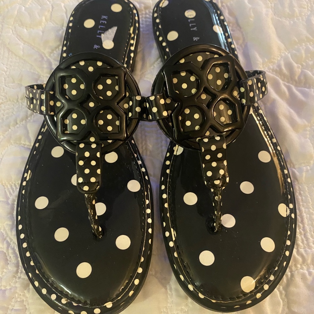 Kelly & Katie Black Polka Dot Sandals